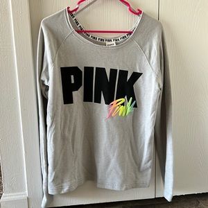PINK Grey off the shoulder Crewneck size XS